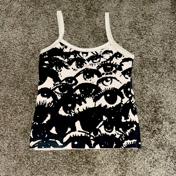 Tops - Screen Eye Print Crop Cami Top